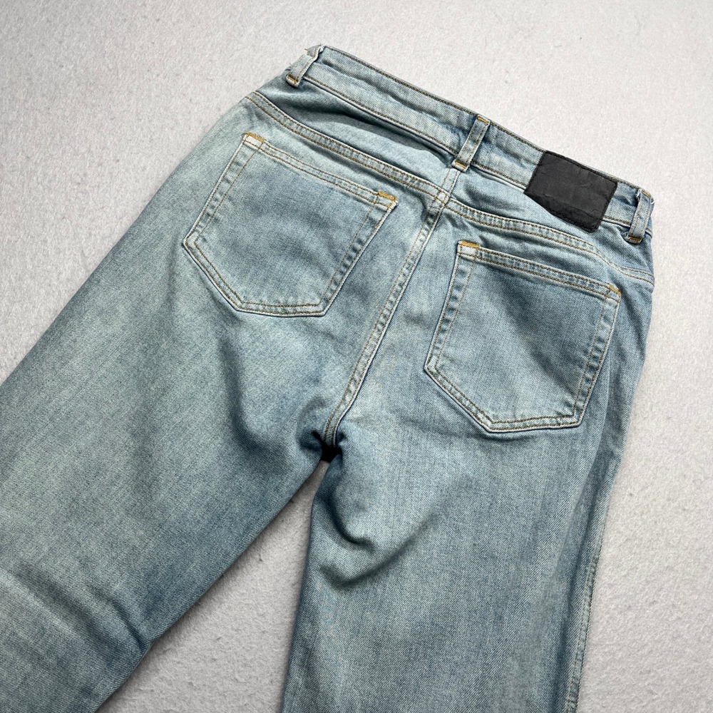 French Connection Straight Leg Jeans Light Wash Raw Hem 4 XS Y2K Boho Denim